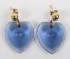 A pair of Lalique blue glass earrings
