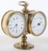 A late 19th century brass desk combination barometer and clock - 2