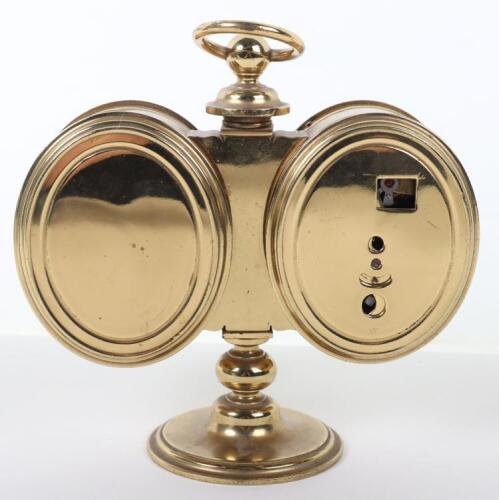 Barometer Clock Combo Insert A late 19th century brass desk combination barometer and clock