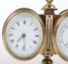 A late 19th century brass desk combination barometer and clock - 6