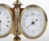 A late 19th century brass desk combination barometer and clock - 7