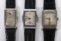 Three vintage tank style watches
