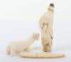 >A 19th century Japanese ivory bean, a Okimono of an elder and an Inuit carved bone polar bear - 2