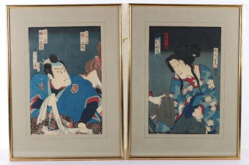 Two 19th century Japanese woodblock prints, in the style of Kunisada