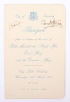 An Earl Haig signed banquet card