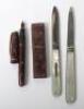 Two silver and mother of pearl fruit knives, with a 14ct nib Burnham fountain pen - 4