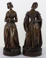 After Leo Laporte-Blairsy ( French 1865-1923), two bronze figures of ladies in 17th century dress