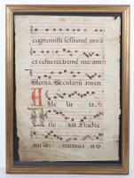 An 18th century velum page of antiphonal choral script