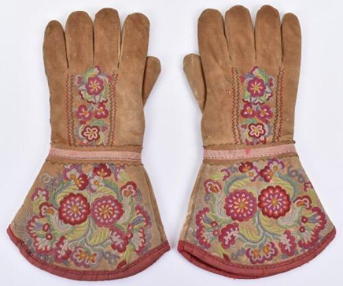 Fine pair of Native American embroidered leather gauntlets