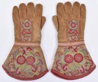 Fine pair of Native American embroidered leather gauntlets