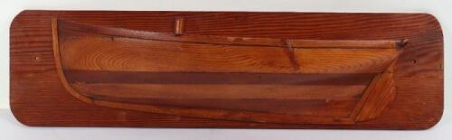 A 19th century pitch pine and beech wall mounted half block model of a boat, ‘Falmouth Oyster Dredger’