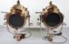A superb and large pair of mid 20th century brass and metal naval signalling lamps on stands - 25