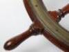 An early 20th century oak and brass ships wheel - 3