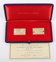 Two 18ct Sir Winston Churchill Stamp Replica gold stamps