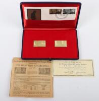 Two 18ct Sir Winston Churchill Stamp Replica gold stamps