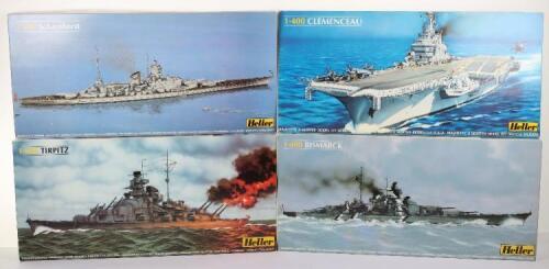 Four Heller 1:400 scale model Battleship kits