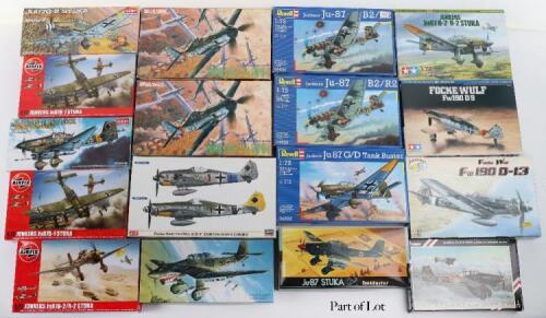 Forty 1:72 scale JU87 and Focke-Wulf Fighter plane model kits