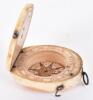 ^ Very rare oval ivory diptych combined pocket compass, sundial and brass nocturnal dated 1593 - 2