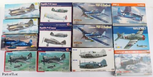 Twenty-three 1:72 scale WW2 fighter model kits