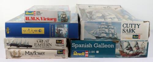 Five Revell model Ship kits,