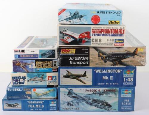 Ten various 1:48 scale Fighter Aircraft model kits,