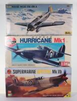 Heller and two Airfix 1:24 scale WWII Fighter Aircraft model kits