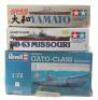 Three Tamiya/Revell mixed scale Naval model kits