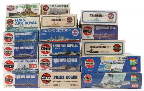 Seventeen Airfix 1:600 scale Naval model kits