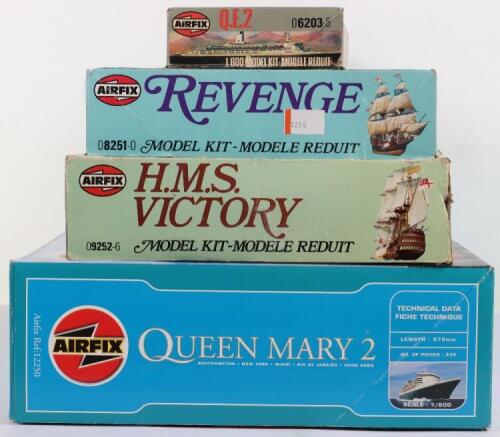 Four Airfix 1:600 scale model Ship kits,