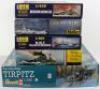 Five Revell/Heller 1:400 scale Naval model kits