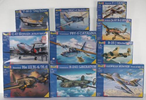 Ten Revell 1:48 scale aircraft model kits