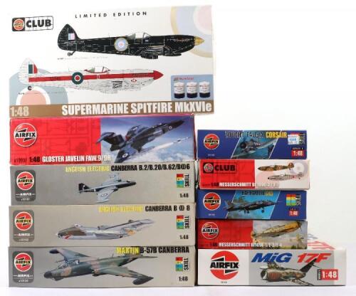 Ten Airfix 1:48 scale aircraft model kits