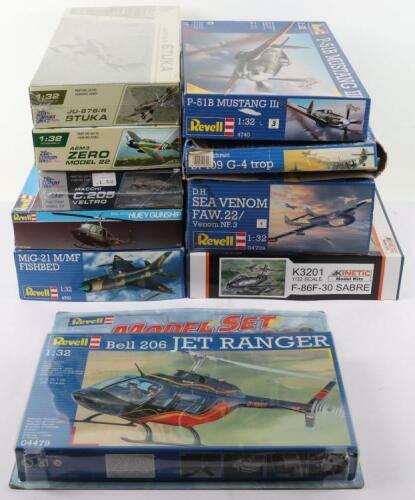 Ten 1:32 Scale Aircraft Model Kits