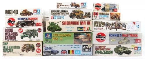 Fourteen mixed scale military model kits