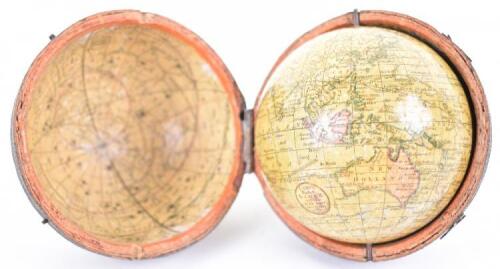 English 3-inch terrestrial pocket globe by Carey, London, dated 1791