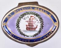 HMS Victory Lord Nelson oval enamel patch box, 19th century