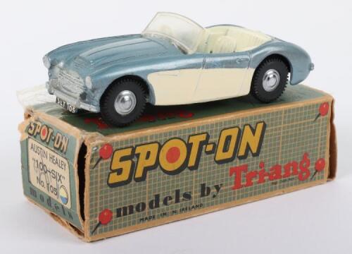 Tri-ang Spot On Model 105 Austin Healey “100-SIX” two tone cream/metallic blue body