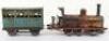 A rare C.R (Rossignol) tinplate 0-6-0 clockwork floor train &lsquo;Ouest&rsquo; and passenger coach, French circa 1890