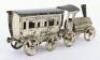 Early Meier pressed tinplate locomotive and carriage penny toy, German circa 1900 - 4