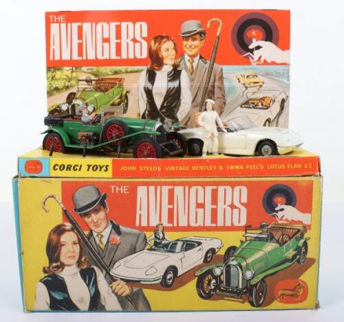 Corgi Toys The Avengers Gift Set 40, containing scarce Steeds Bentley, green body