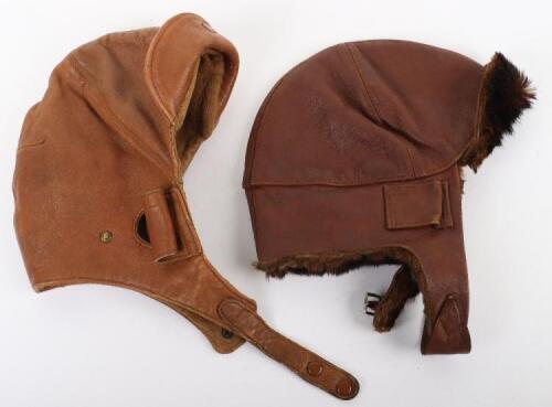 2x Early 20th Century Leather Flight Helmets