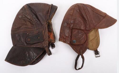 2x Early 20th Century Leather Flight Helmets