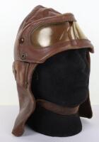 One Piece Leather Flying Helmet & Goggles Combination